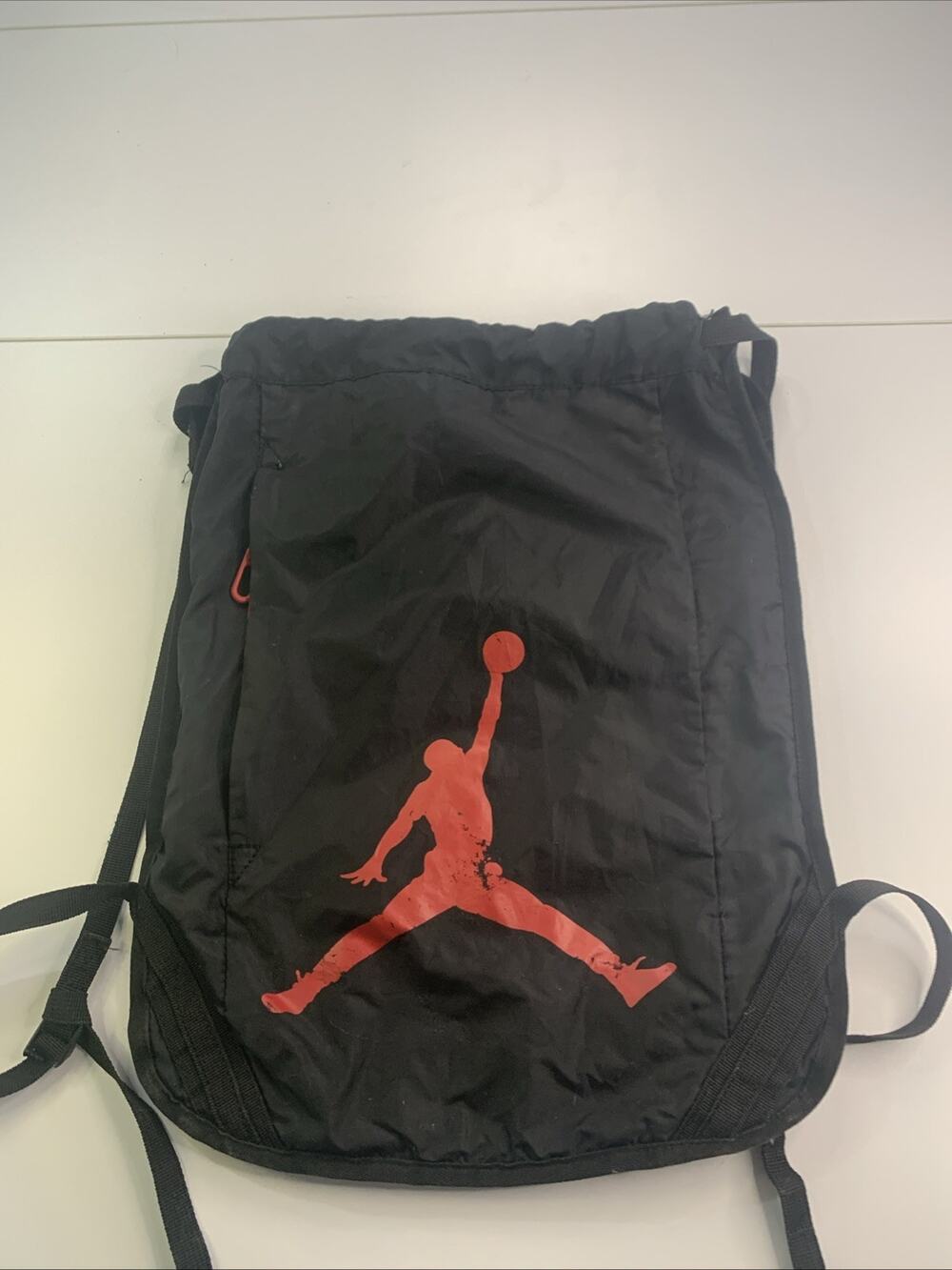 Jordan Backpack Drawstring Bred Bag Red Logo Michael Jordan Nike Basketball